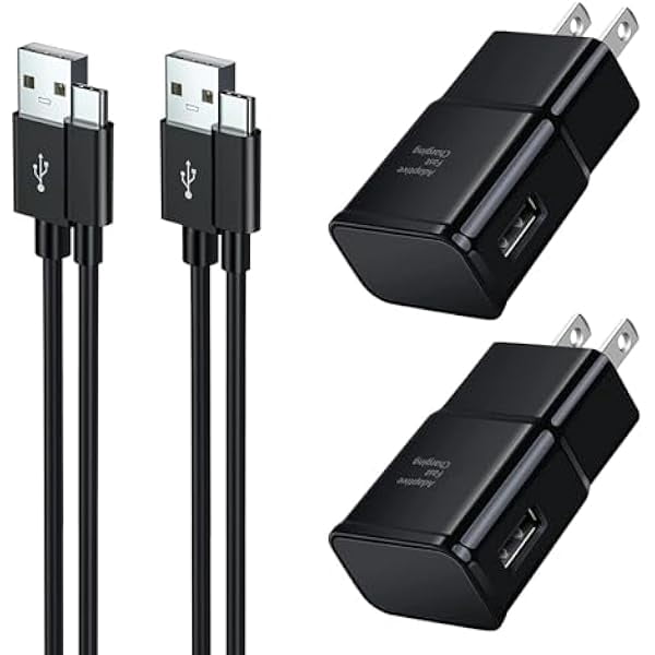 Type C Charger Fast Charging, 2 Pack Adaptive Fast Charger USB C Android Phone Wall Charger Block with 6FT+6FT+1.5FT Charge Cable for Samsung Galaxy S21/S21+/S21 Ultra/S20/S10+/S10e/S9/S8/Note 8/9/10