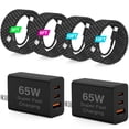 thumbnail image 1 of 65W 3-Port Super Fast Charger Type C, PD USB C Charger Block, 4-Pack Braided USB C Cables (3/6/6/10FT), Multi Port Charging Cord for iPhone 17/16/15, Samsung Galaxy S26 Ultra/S26,Laptops-Black Case, 1 of 9