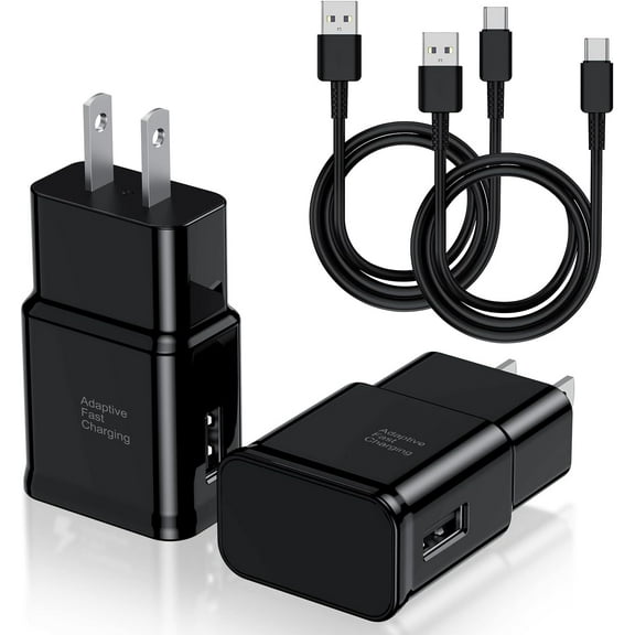 Type C Charger Fast Charging, 2 Pack USB C Android Phone Wall Charger Block & 6ft Charge Cable Cord, for Samsung Galaxy S8 / S9 / S10 Plus Active S10e, S20 / S21 Ultra Plus, Note 8 9 10, Pixel 3 etc