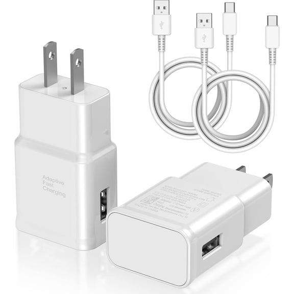 Type C Charger Fast Charging, 2 Pack USB C Android Phone Wall Charger Block & 6ft Charge Cable Cord, for Samsung Galaxy S8 / S9 / S10 Plus Active S10e, S20 / S21 Ultra Plus, Note 8 9 10, Pixel 3 etc