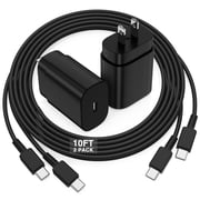 Type C Charger Fast Charging, 2-Pack USB C Wall Charger Block, 25W Android Phone Super Fast Charger and 10ft Charging Ca