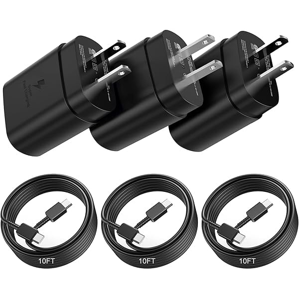 Type C Charger Fast Charging 25W USB C Wall Charger Block with 10ft Extra Long C to C Charging Cable for Samsung Galaxy S22,S23,S24 iPhone 16 15 Pro Max /S20/S21 Ultra/Plus, Note 20 / Note 10(3pack)