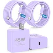 Super Fast Charger Type C, 2Pack 45W USB C Fast Charging Block Wall Charger with 2*10FT Android Phone Charger Cable Compatible with Samsung Galaxy S26/S26 Ultra/S25/S24/S23 Ultra/S23+/S22/S21/S20