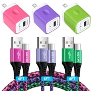 Type C Charger,Fast Charging Block Type C,AILKIN 3PACK Usb Charger Block Plug Adapter 3PCS Usb C Charging Cable 6ft Usb A to Usb C Cable High Speed Phone Charger Cord Android Fast Charger Block