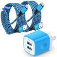 thumbnail image 1 of Type C Charger, Fast Charging Block USB Wall Charger with 2pcs Type C Charging Cable Cord USB C Cable 10FT, Dual Port Phone Charger Android Charger Block, USB Power Adapter USB Cube Charger[Blue], 1 of 8