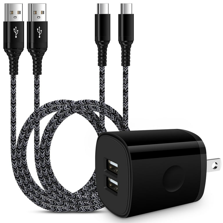 AbcPow USB-C Charging Block, 2-Pack Braided Type-C Cables 10ft