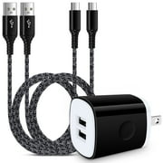 Type C Charger Fast Charging Cable 10ft,ABCPOW 2.1A Charger Block w 2PACK USB A to USB C Type C Cable High Speed Fast Charger for Android Type C Charger Phone Cords USB-C Cables