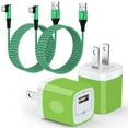 thumbnail image 1 of Type C Charger Fast Charging, FiveBox 2Pack USB Charger Block with USB A to USB C Charging Cords 6FT, Android Charger Block USB Wall Charger Adapter Plug High Speed Phone Charger Cords, Green, 1 of 9
