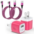 thumbnail image 1 of Type C Charger Fast Charging, FiveBox 2Pack USB Charger Block with USB A to USB C Charging Cords 6FT, Android Charger Block USB Wall Charger Adapter Plug High Speed Phone Charger Cords, Pink, 1 of 9
