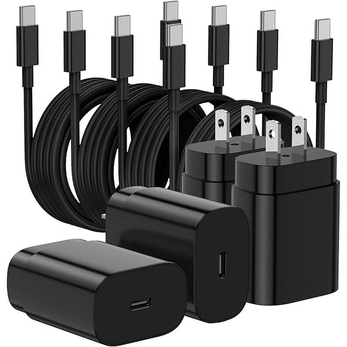 Type C Charger Fast Charging for Samsung Galaxy S25 S24 S23 S22 Note 20,4Pack 25W Super USB C Fast Charger Block with (6ft+10ft) x2 Cables for iPhone 15/16 Pro Max/Plus, Android Phones - Black