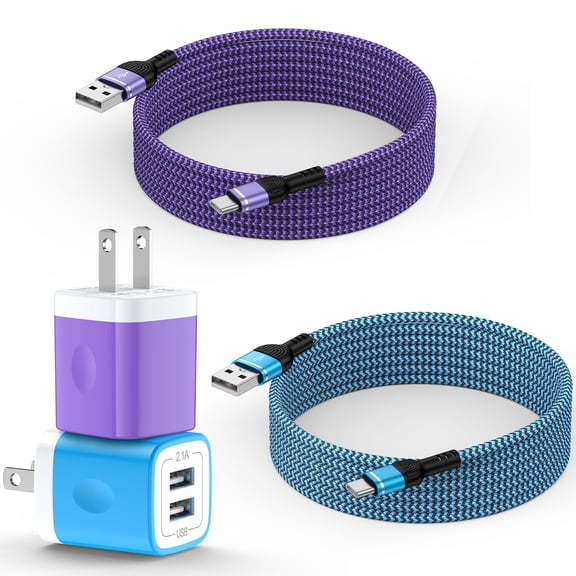 Type C Charger Fast Charging, USB C Charger Block, 2 Pack Dual Port Wall Charger Adapter w/ Type C Cable 6FT, USB C Charging Block Power Station USB Brick Cube Compatible for Samsung Android, Mixed