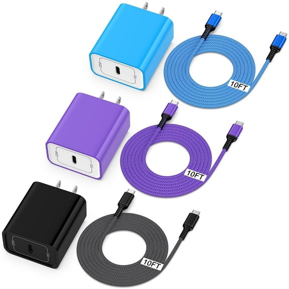 Fits for iPhone 17 16 15 Fast Charger, Comtiable for iPhone Charger 20W USB C Charger with 10ft Charging Cable 60W C to C Cable Cord,High Speed Wall Charger Adapter Power Station Type C Charger Block