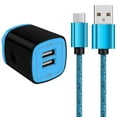 thumbnail image 1 of Type C Charger USB C Cable Fast Charging Cable 6FT with USB Wall Charger Block,Hootek USB A to USB C Type C Cable 2 Port USB C Charger Block for Android Charging Cords USB-C Phone Cables, Blue, 1 of 7