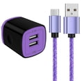 thumbnail image 1 of Type C Charger USB C Cable Fast Charging Cable 6FT with USB Wall Charger Block,Hootek USB A to USB C Type C Cable 2 Port USB C Charger Block for Android Charging Cords USB-C Phone Cables, Purple, 1 of 7