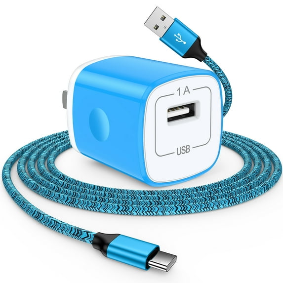 Type C Charger USB C Cable Fast Charging Cable 6FT with USB Wall Charger Block,Hootek USB A to USB C Type C Cable USB C Charger Brick for Android Charging Cords USB-C Phone Cables,Blue
