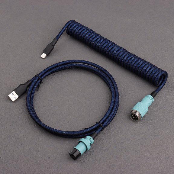 Type C Coiled Mechanical Keyboard Cable USB C Gx16 aviator Cable for Gaming Keyboard Double-Sleeved