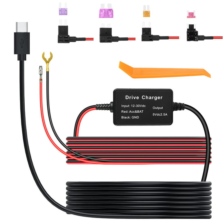 Type-C Dash Cam Hardwire Kit, TSV 12V-24V to 5V USB C Dashcam Hard