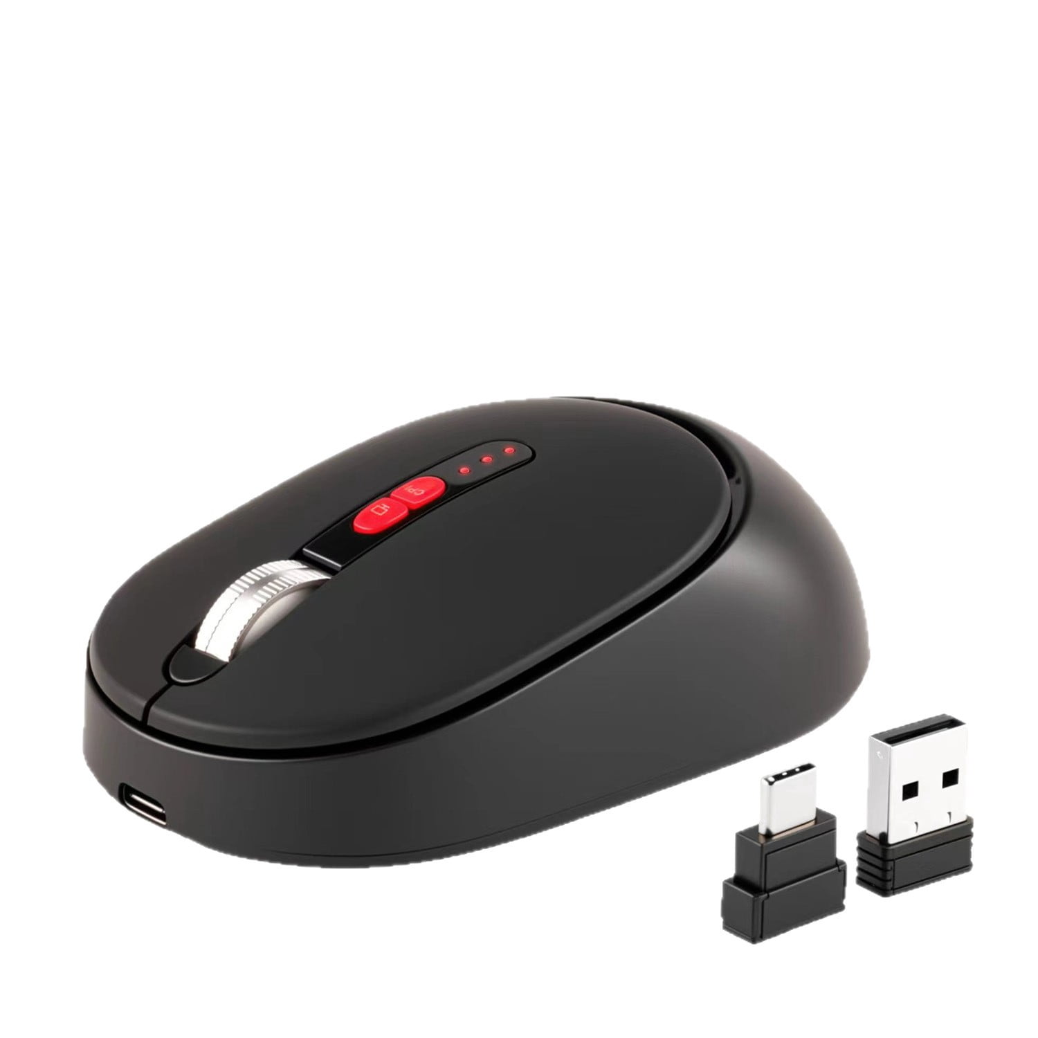 Type-C Dual Port Wireless Bluetooth Mouse, Rechargeable 2.4G/USB-C Mouse with Battery Display, for MacBook, Laptop, PC, Tablet, Phone