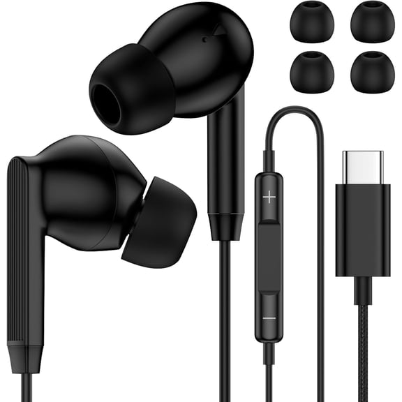 for Type C Earphones Wired Headphones USB C for iPhone 17e 17 Pro Max 17 16e 16 15 USB C Earbuds Wired Headphones for Samsung Galaxy S26 Ultra A17 A16 5G