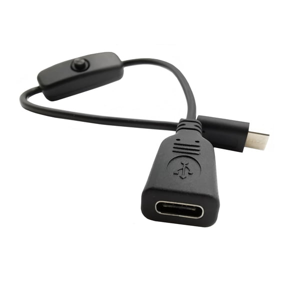 Type C Extension Cord with Power Switches 30cm USB C Power Extension Cable with Switches PVC Cord for Tablets & Smartphones