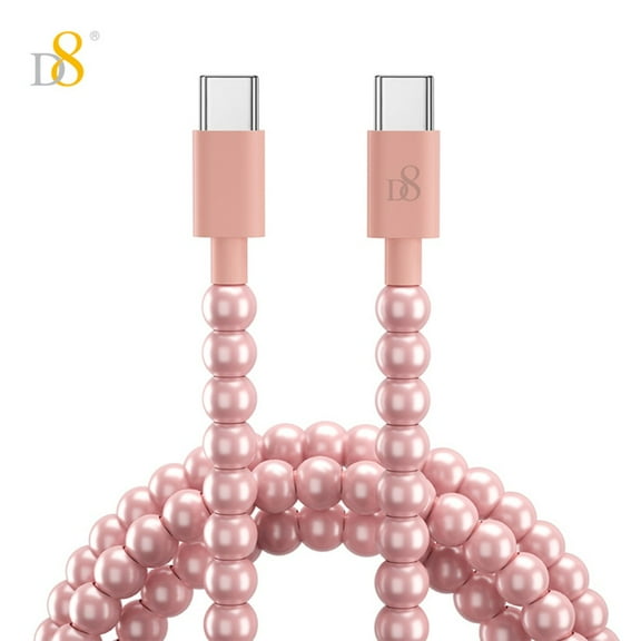 Type-C Fast Charging Mobile Phone Pd60w Pearl Bead String Data Cable Pink