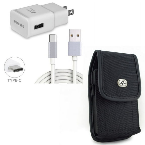 Type-C Fast Home Charger w Rugged Case Belt Clip for OnePlus 9 Phone - 6ft USB Cable Quick Power, Holster Canvas Cover N9K for OnePlus 9