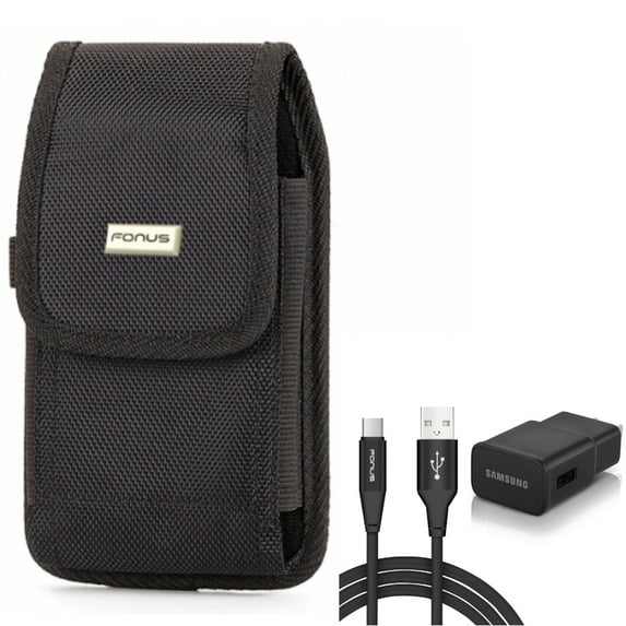 Type-C Fast Home Charger w Swivel Case Belt Clip for Samsung Galaxy A73 5G,A53 5G,A33 5G Phones - 6ft USB Cable Quick Power Adapter, Holster Rugged Cover Pouch