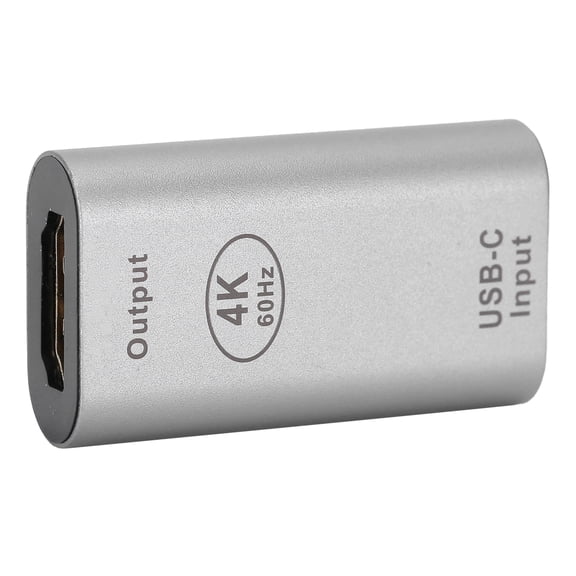 Type-C Female to HDMI Female Adapter 4K 60Hz Video Converter 10x5x2 inches / 25.4x12.7x5.1 cm Mini Connector for Windows Android OS X Aluminium Alloy Shell Grey Multi-use