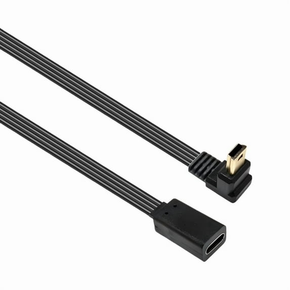 Type C Female to Mini USB Male Adapter Cable 90 Degree Right Angle Data Cord Wire for Smartphones Tablets and Cameras