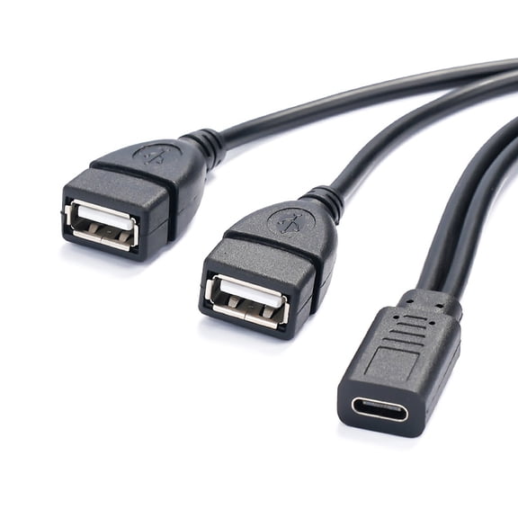 Type C Male/Female to Double USB Female Charging Cable Support 5V 3A for Smartphones Tablets and More 30cm Length
