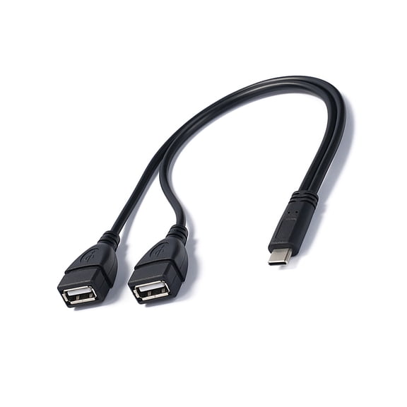 Type C Male/Female to Double USB Female Charging Cable Support 5V 3A for Smartphones Tablets and More 30cm Length