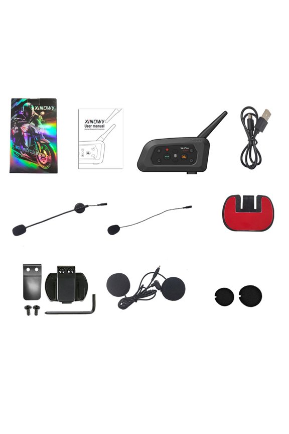 Type-C Motorcycle Helmet Bluetooth Intercom, Xinowy V6 Plus with 800M Range, Bluetooth 5.1, Noise Reduction, IP65