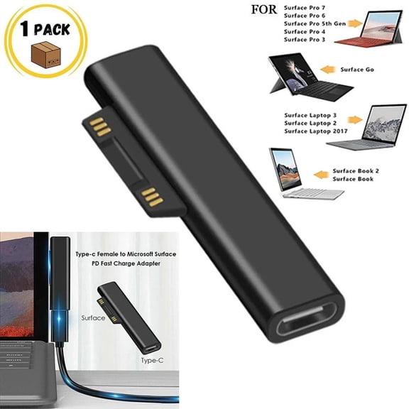 Type-C PD Fast Charging Adapter, for USB Type C PD Converter Charger Adapter for Surface Pro 3/ 4/ 5/ 6 /7 /8, Magnetic Connector