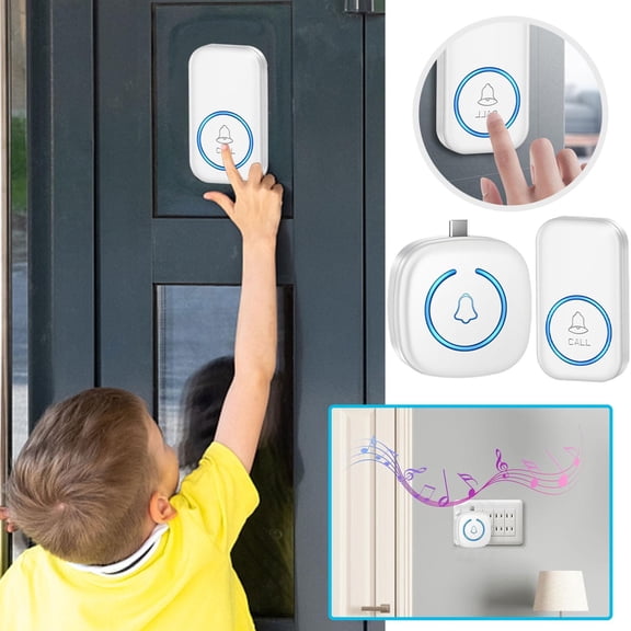 Type-C Port Wireless Doorbell Mini Shape 60 Music Options 5 Modes Volume Adjustable LED Flashing Doorbell Mothers Day Gifts Teacher Appreciation Gifts House