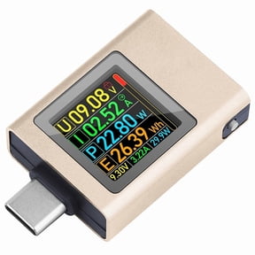 Type-C Power Meter Tester Voltage Current Digital Multimeter DC 4.5-50V 0-12A PD 3.1 Champagne Color,1 * Meter Tester,Champagne Color