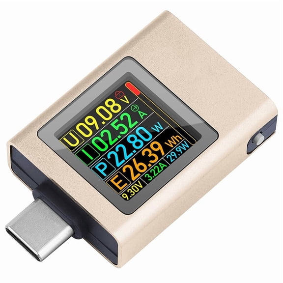Type-C Power Meter Tester Voltage Current Digital Multimeter DC 4.5-50V 0-12A PD 3.1 Champagne Color