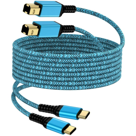 Type C Printer Cable 6FT,2Pack USB C to USB B Printer Cable to Computer 2.0 USB C to B male Connector High Speed Type C to USB B Cable 6FT USB C Printer Scanner Cable Cord for Canon,HP,Dell, Epson