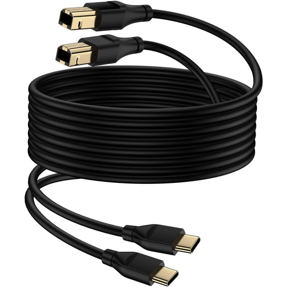 Type C Printer Cable 6FT,2Pack USB C to USB B Printer Cable to Computer 2.0 USB C to B male Connector High Speed Type C to USB B Cable 6FT USB C Printer Scanner Cable Cord for Canon,HP,Dell, Epson