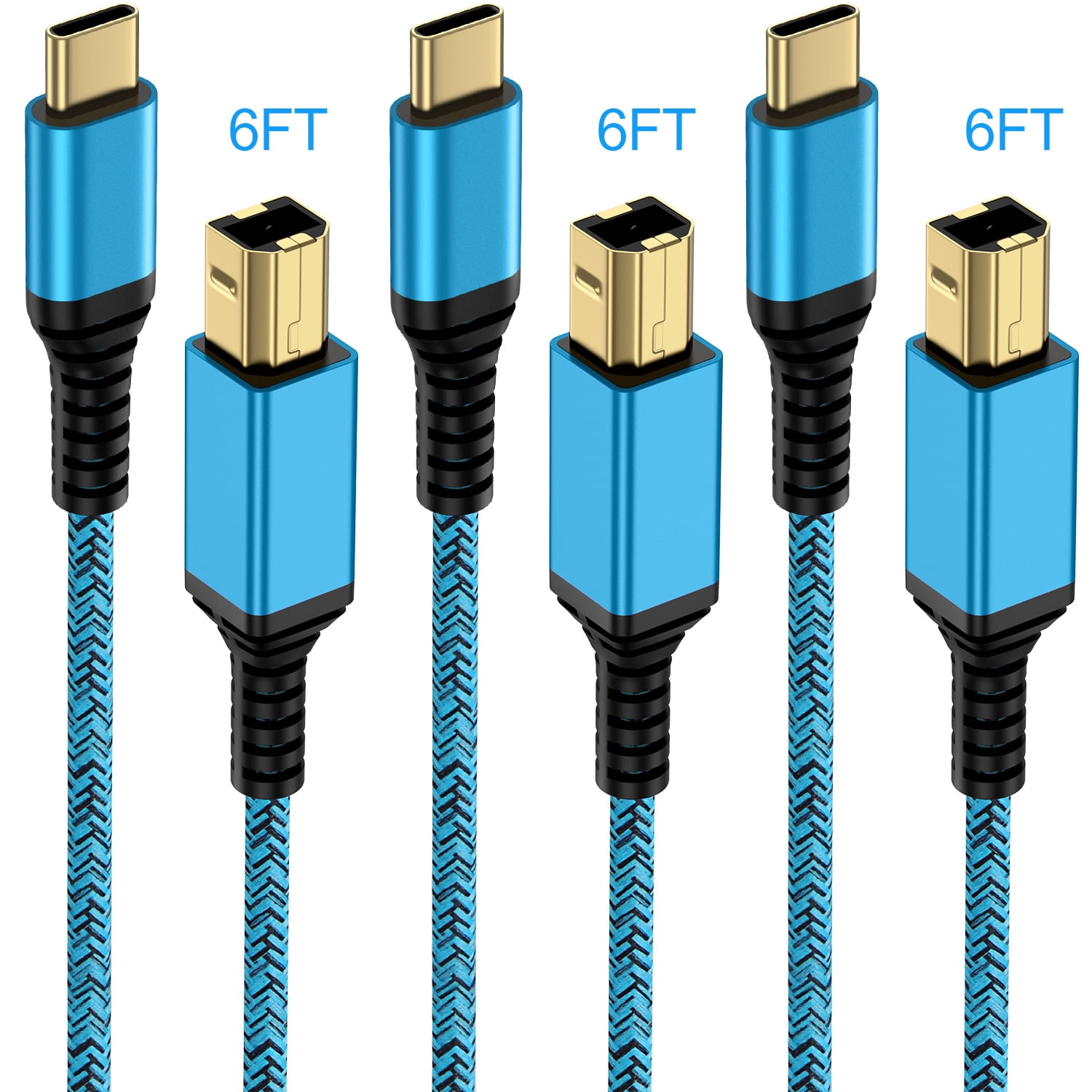 Cable Top Computer Type C Printer Cable 6FT,3Pack USB C to USB B Printer Cable to Computer ...