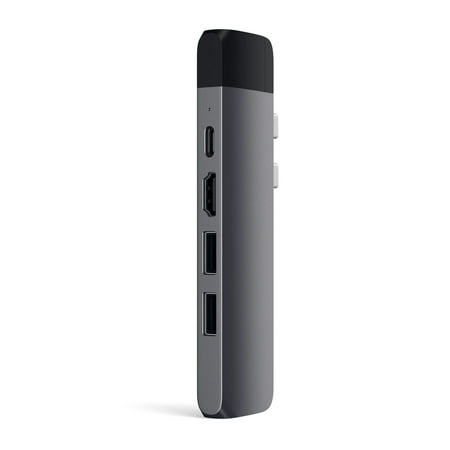Satechi - Type-C Pro Hub Adapter with Ethernet - 4K HDMI, USB-C PD, Gigabit Ethernet, USB 3.0, Micro SD Card Slot - Space Gray