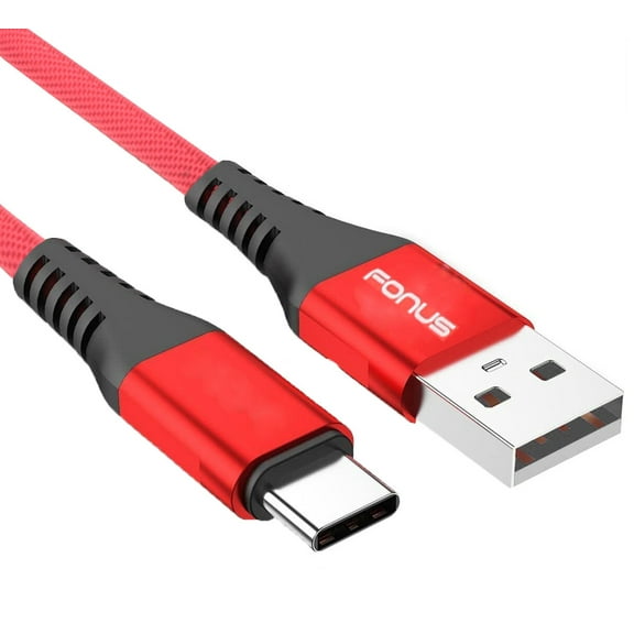 Type-C Red 10ft USB-C Cable for Samsung Galaxy A05/A04e/A03s - Charger Cord Power Wire Long Braided