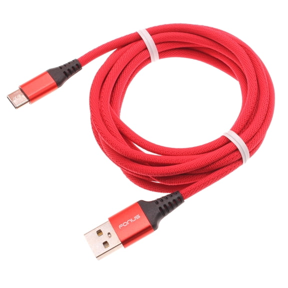 Type-C Red 6ft USB-C Cable for Nokia C110/C210/C100 - Charger Cord Power Wire Long Braided