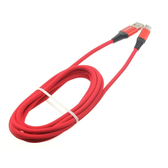 Type-C Red 6ft USB-C Cable for T-Mobile REVVL 6 PRO 5G Phone - Charger Cord Power Wire Long Braided Q1W Compatible With REVVL 6 PRO 5G