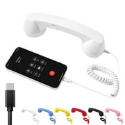 Type-C Retro Telephone Style Landline Handle Receiver, Bluetooth Telephone Handset for Mobile Phone, Vintage Wired Plug in Handheld Cell Phone Receiver with Microphone