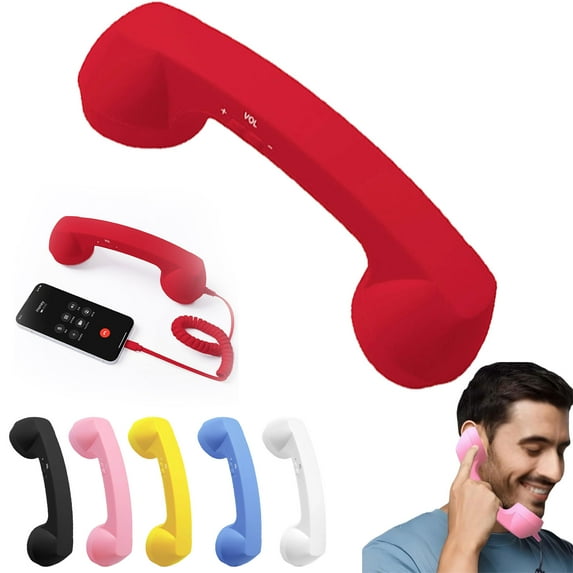 Type-C Retro Telephone Style Landline Handle Receiver Vintage Wired Plug in Handheld Cell Phone Handset MIC Microphone for Cellphone Smartphone Mobile Phone