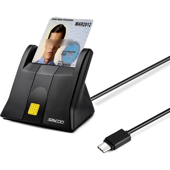 Type C Smart Card Reader DOD Military USB-C Common Access CAC Card Reader, Compatible with Windows (32/64bit) XP/Vista/ 7/8/11, Mac OS X - Vertical Version