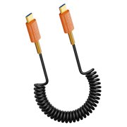 Type C Spring Coiled Cable Cord 240W Power Delivery Support 40Gbps Data Transmission Speed 8K 60Hz Resolution