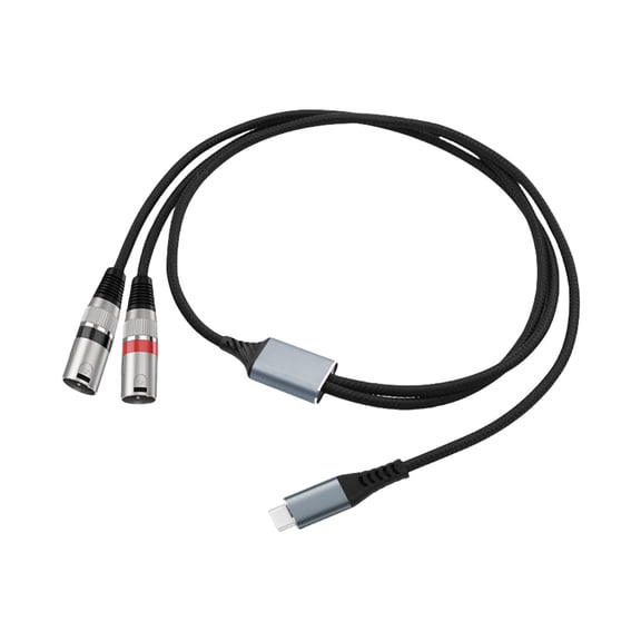 Type C To 2 Way XLRs Male Sound Converters Cable With 32Bit/384kHz DACs For Professional Sound Systems Y Branch Structure