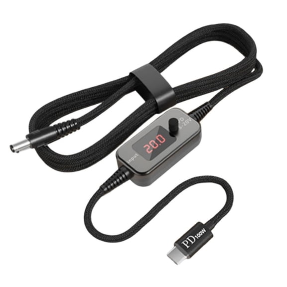 Type C To 5.5x2.5mm Charging Cable Adjustable Voltages Led Display for Routers