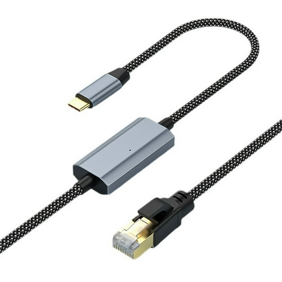 Type C To RJ45 Ethernet Cable 1000Mbps, Heat Resistant Adcanced Chip Nylon Braided Cord Heat Resistant